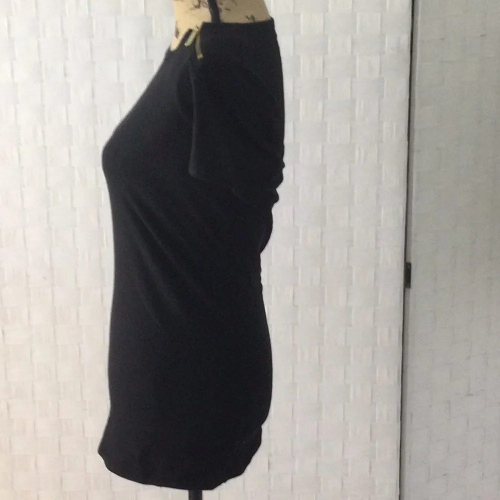 Michael Kors Women’s Black Top w/Gold Zippers Sz S #327